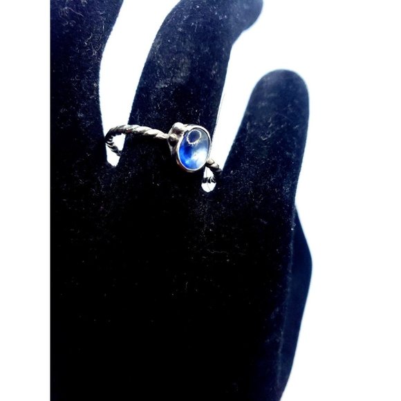 Sterling silver kyanite crystal Ring handmade minimal stackable ring size 9